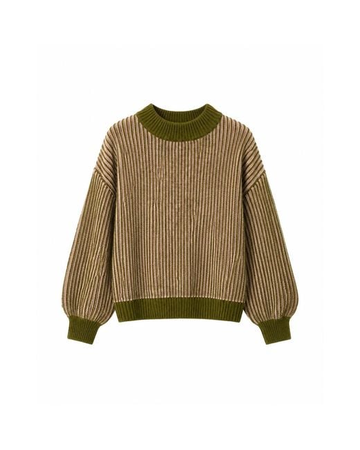 Mind Traveler Green Khaki & Striped Knit Emma Jumper