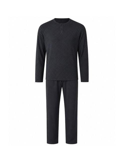 Zd - Zero Defects Blue Long Modal Pyjamas Damier for men