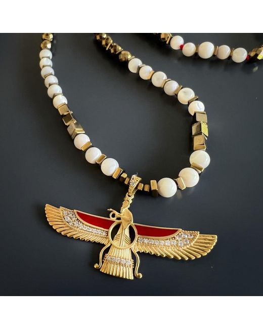 Ebru Jewelry White Faravahar Necklace