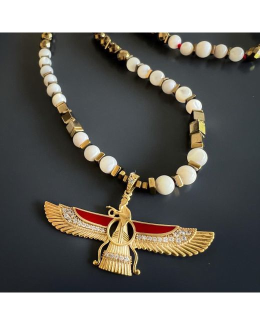 Ebru Jewelry White Faravahar Necklace