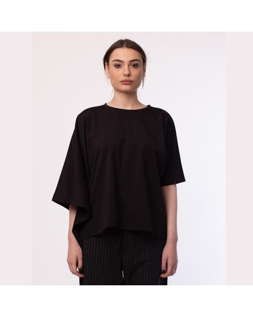 Silvia Serban Black Asymmetrical Jersey Top