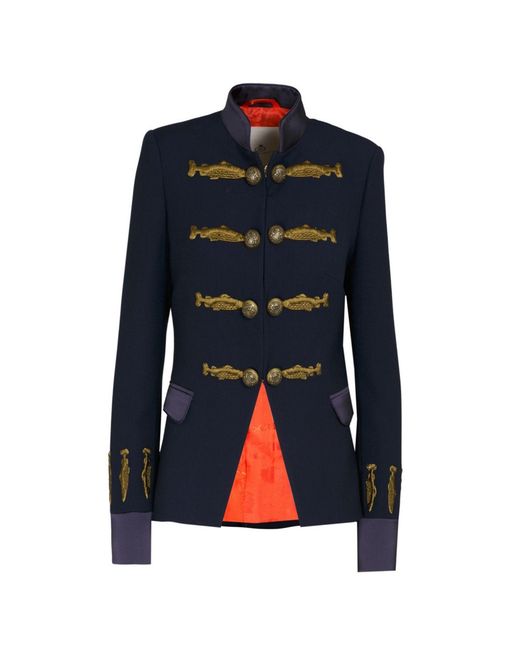 The Extreme Collection Blue Blazer With Fish Embroidery And Tailoring Details