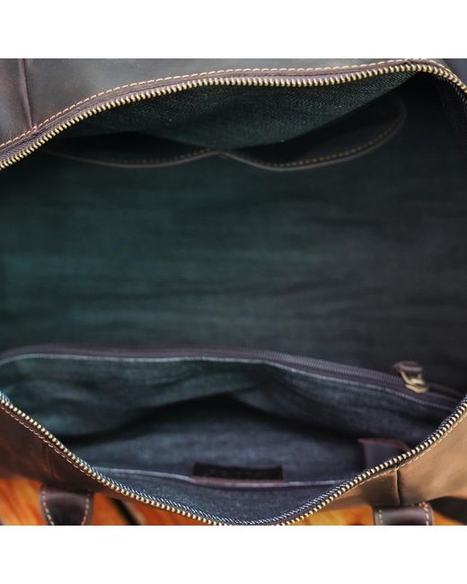 Touri Brown Leather Weekend Bag With Suit Compartment for men