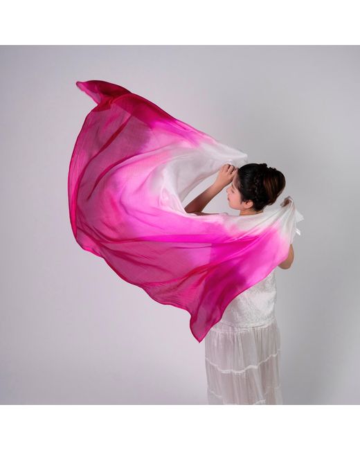 Silk and Bears Pink Hot Ombre Hand-Dyed Silk Scarf – Mulberry Silk Wrap