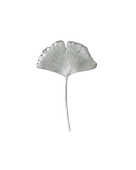 Agora Jewellery Gray Ginkgo Biloba Leaf Sterling Brooch