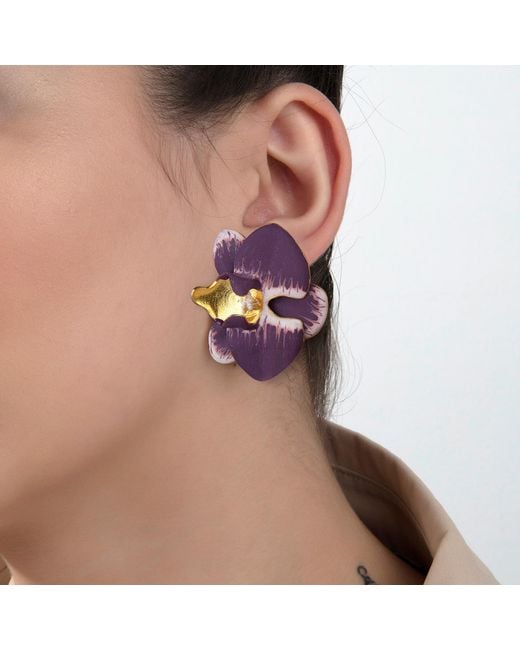 Milou Jewelry White Orchid Flower Earrings