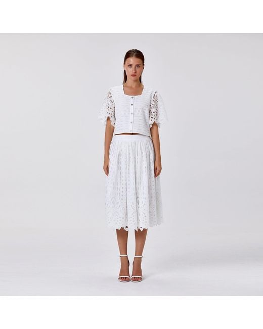 Smart and Joy Gray Jupe Midi En Coton Brodé
