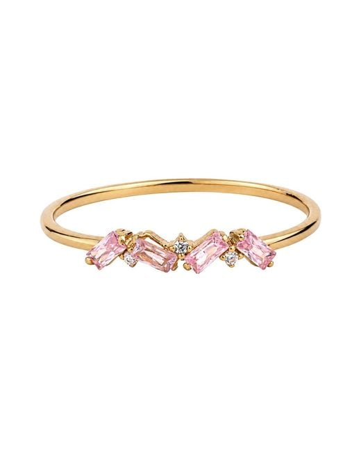 Belinda Jewelz Pink Tourmaline Full Baguette Birthstone Ring