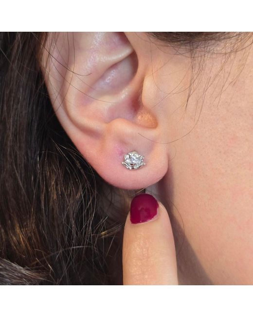 Harfi Metallic Alexandrite June Birthstone Rose Birthflower Sterling Stud Earrings