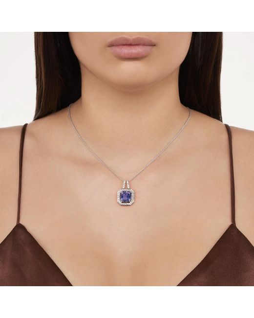 Kaizarin Blue Sapphire And Diamond Frame In White Gold