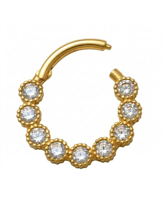 Zahav Jewelry Metallic 10K Solid Cz Clicker Hoop