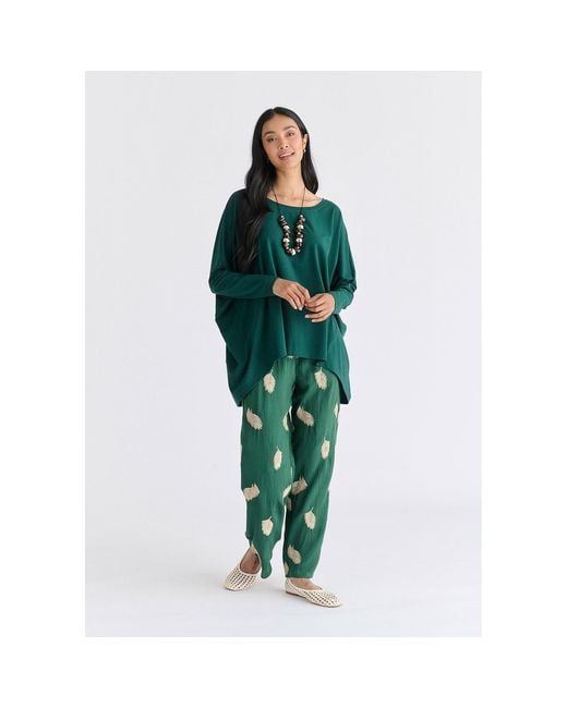 Paisie Green Wide Neck Oversized Lyocell Jersey Top