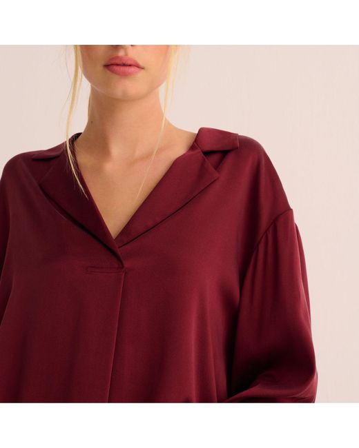 Mamu Dream Purple Merlot Washable Organic Stretch Silk Retro Shirt