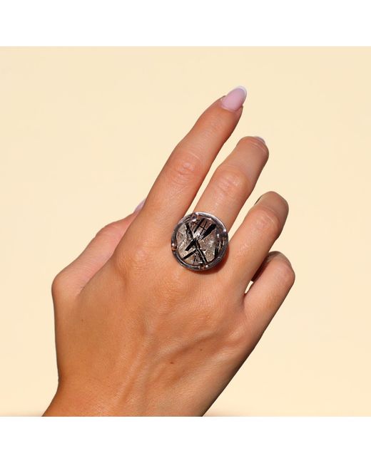 Mineralgems•Studio White Tourmalinated Quartz Ring Fail