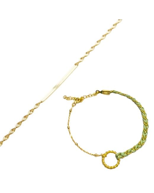 Spero London Metallic Semi Twisted & Handmade Braided Sterling Bracelet Set