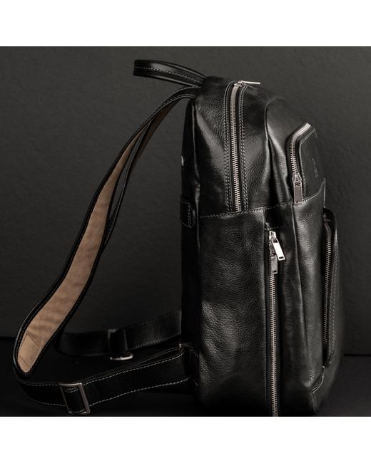 Time Resistance Black Large Leather Backpack for men