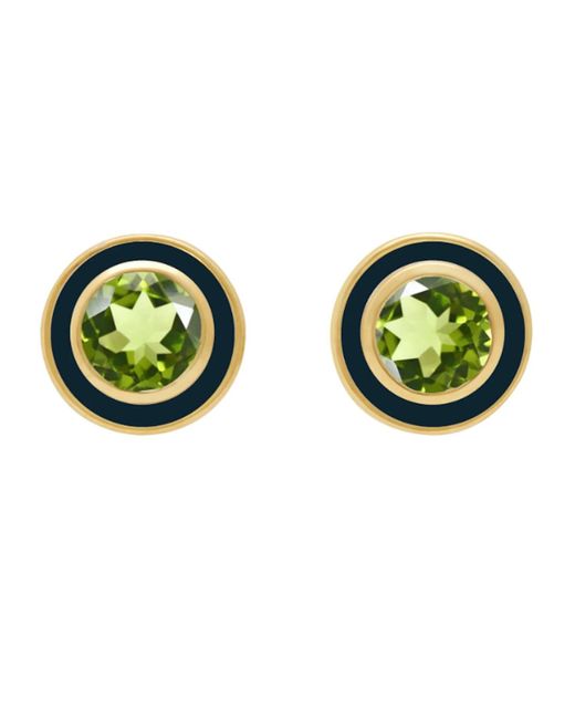 Augustine Jewels Green Peridot Navy Enamel Earrings