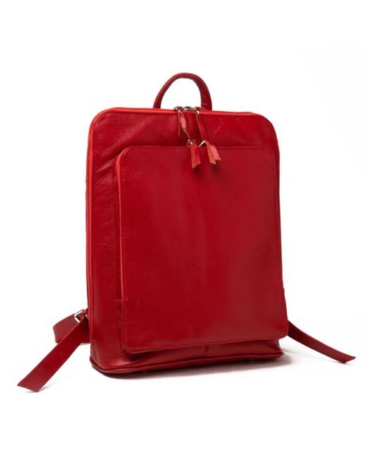 Hides Leather Co. Red Minimal Handmade Genuine Leather Backpack