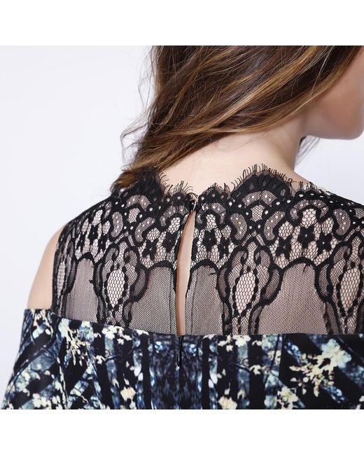 Smart and Joy Multicolor Kaleidoscope Print & Lace-On-Top Dress