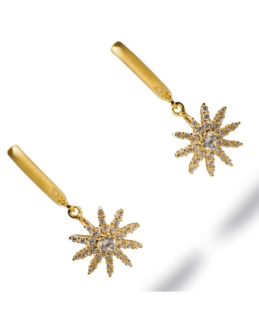 Ebru Jewelry Metallic Minimalist Vermeil & Diamond Sun Earrings
