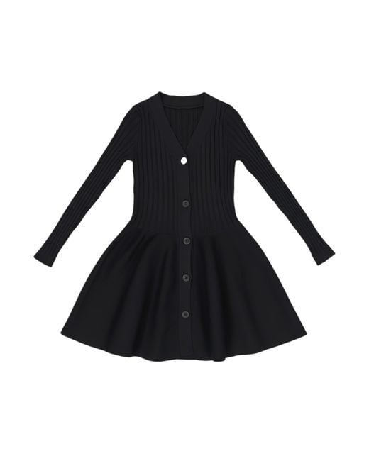 London Atelier Byproduct Black Knitted Peplum Cardigan