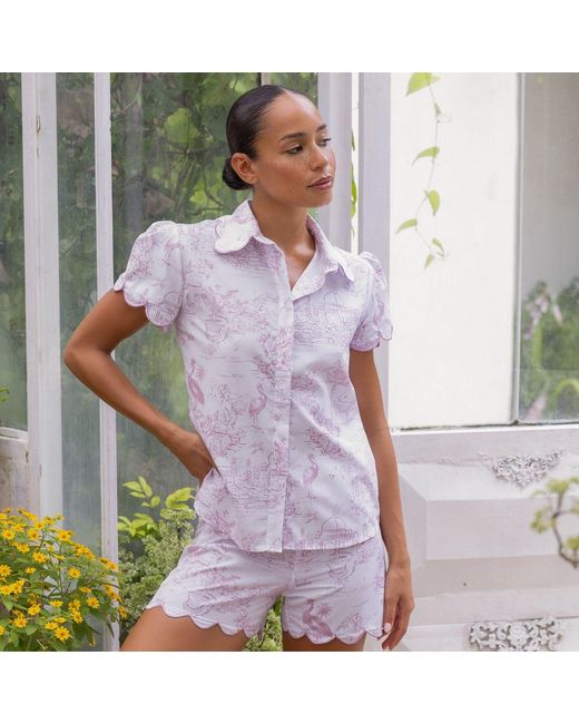 Love Letters X Purple Toile Cap Sleeve Short Pyjama Set