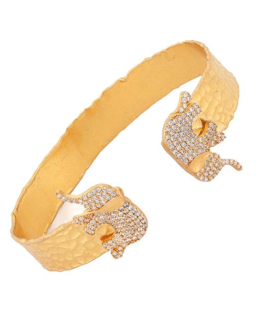 Ebru Jewelry Metallic Guardian Diamond Elephant Cuff Bracelet