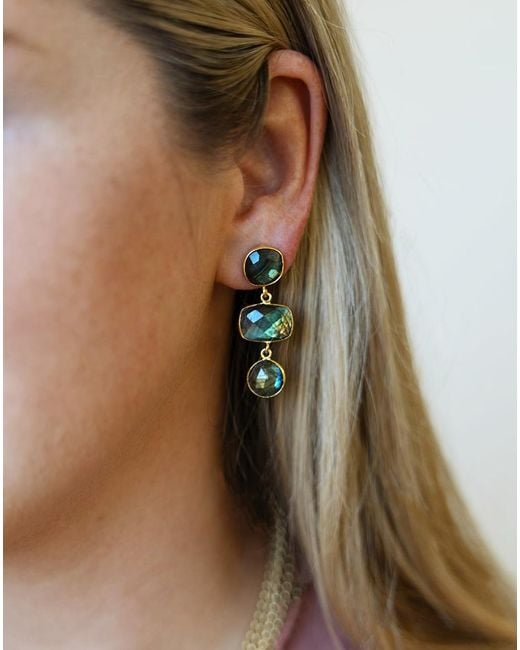 Loni Paul Jewelry Green Labradorite Dangle Earrings
