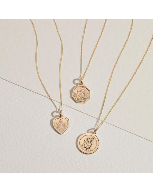 Lily & Roo Metallic Small Round St Christopher Pendant Necklace