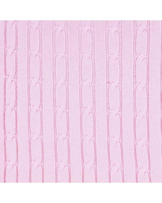 Paul James Knitwear Pink Cotton Talulah Cable V Neck Jumper