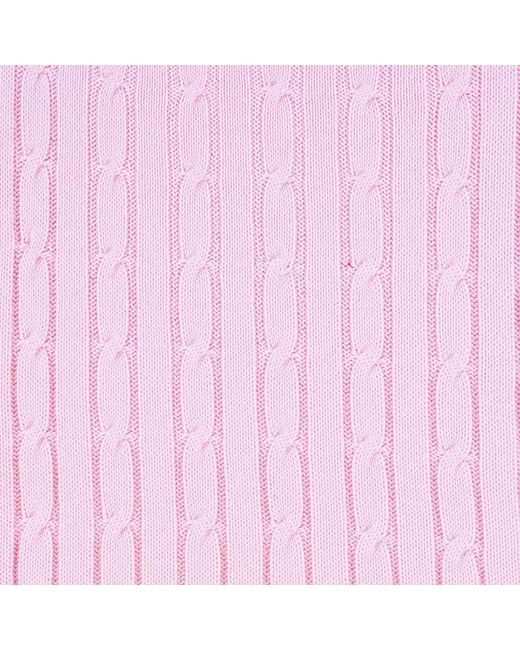 Paul James Knitwear Pink S Cotton Talulah Cable V Neck Jumper