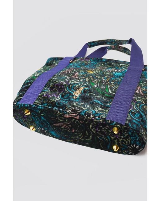 Natalia Petruch Blue Natasha Silk Velvet Tote Bag