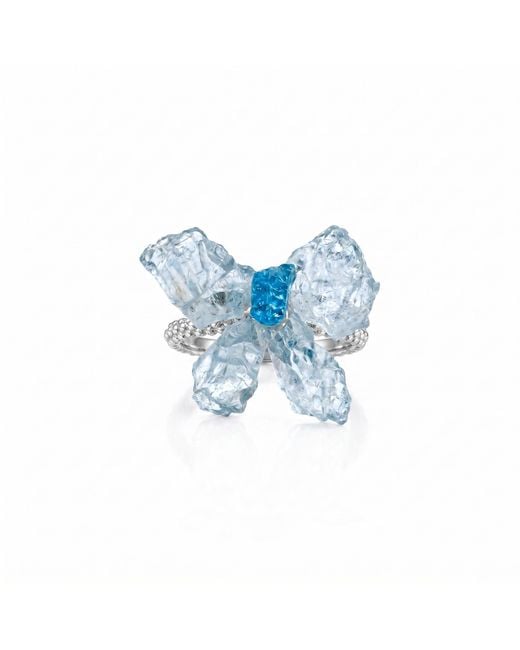 Ormiro Blue Psyche Aquamarine & Apatite Butterfly Ring