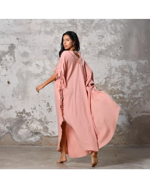 Zhenabia Pink Boho Kaftan Summer Maxi Dress