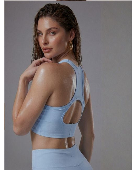 Altra Volta Blue Halter Ribbed Top
