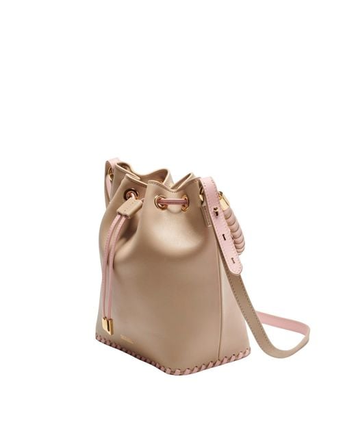 Saonara Brand Brown Neutrals Bucket Bag Taupe Peony Leather