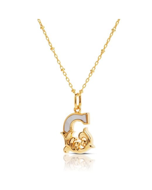 Kasun Metallic Plated G Initial Necklace With Mother Of Pearl