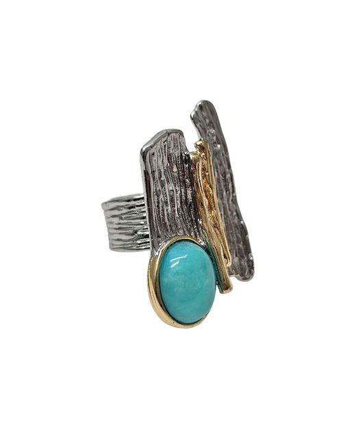 Farra White Amazonite Stone Setting Platinum Statement Ring