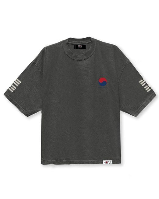 Korelimited Gray Trigram Drop Shoulder Tee for men