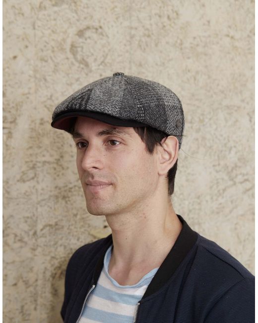 Dasmarca Hats Gray Aaron Harris Tweed Wool Cap With Earflaps for men