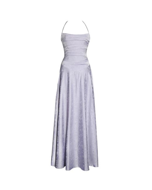 Miss Circle New York Purple Raegan Taro Jacquard Rouched Maxi Dress