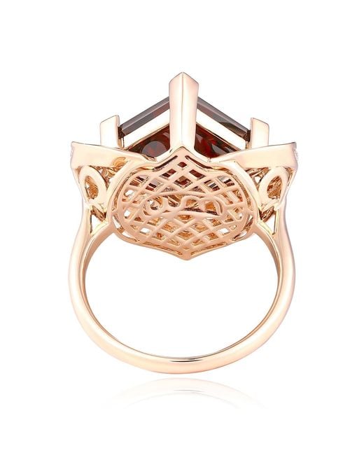 Artisan Pink Rose 14K Rose Garnet & Diamond Heart Ring