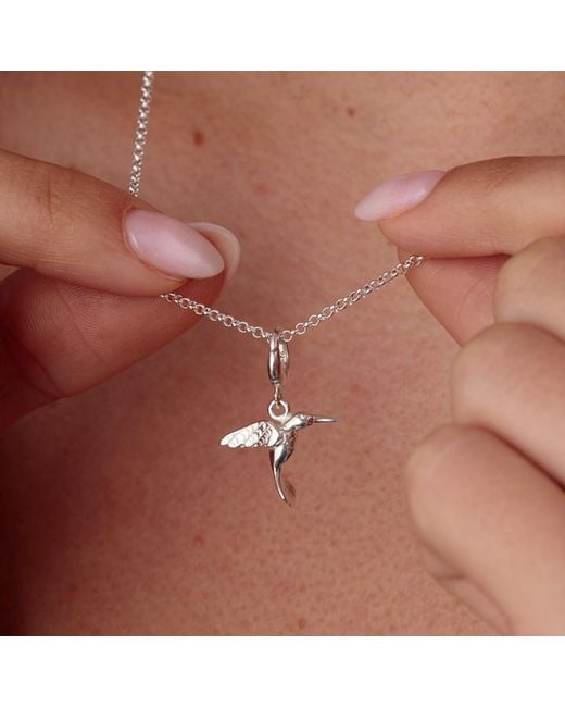 Lily Charmed Metallic Sterling Hummingbird Charm Necklace