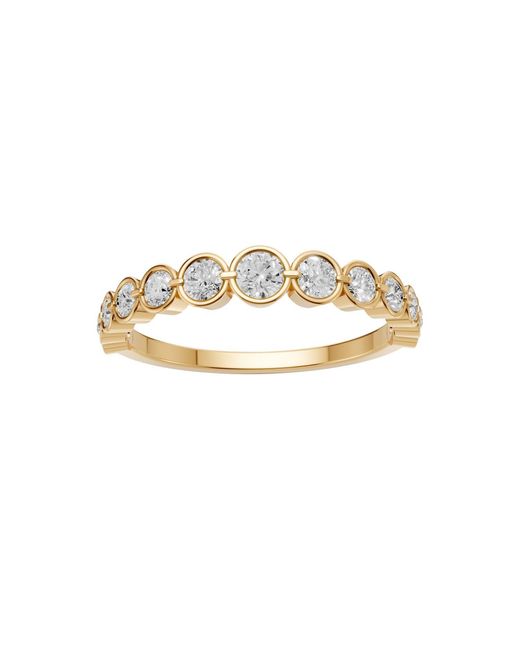 Aya Fine Jewelry Metallic Round Graduated Bezel Set Lab Diamond Eternity Anniversary Ring