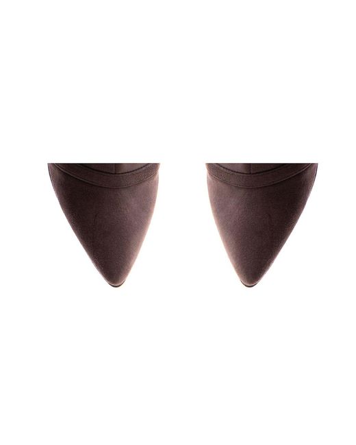 The 5Th Element Brown Neutrals Taupe Stretch Leather Mid-Boots