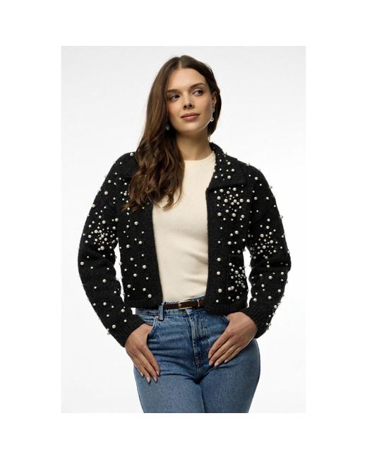 Saachi Black Pearl Collared Open Cardigan