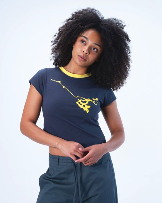 Lilia Munn Blue Cropped Graphic Tee – Organic Cotton