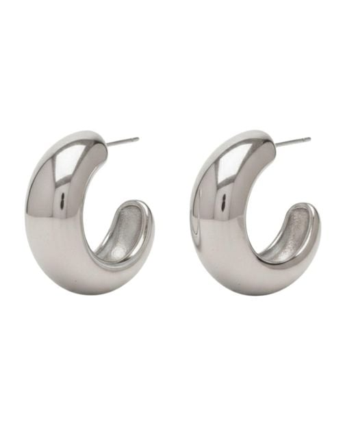 LINYA JEWELLERY Metallic Pety Half Round Hoop Earrings