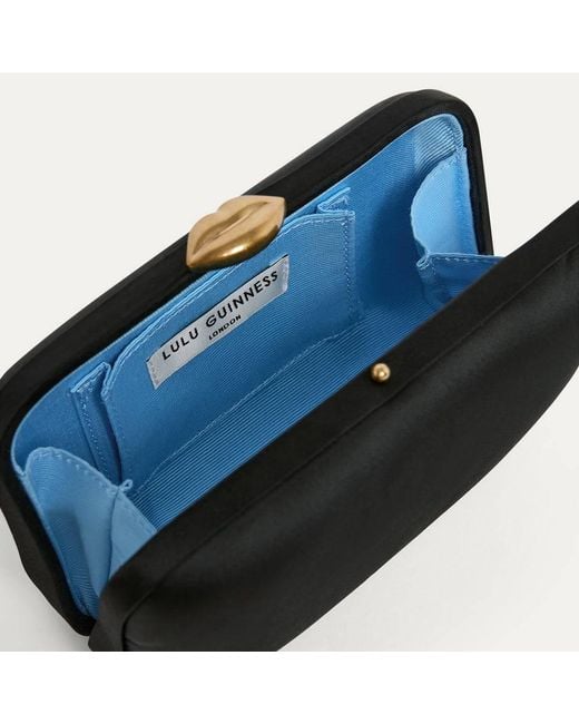 Lulu Guinness Black Satin Hayworth Clutch Bag