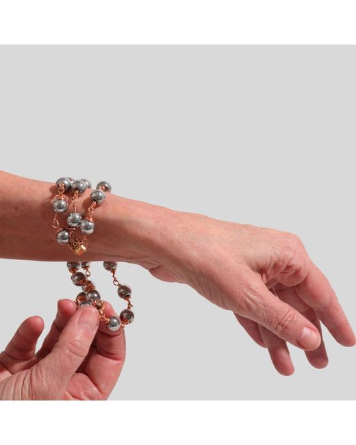 Rejected Hearts Club Metallic La Princesa Hematite Beaded Bracelet With Magnetic Clasp